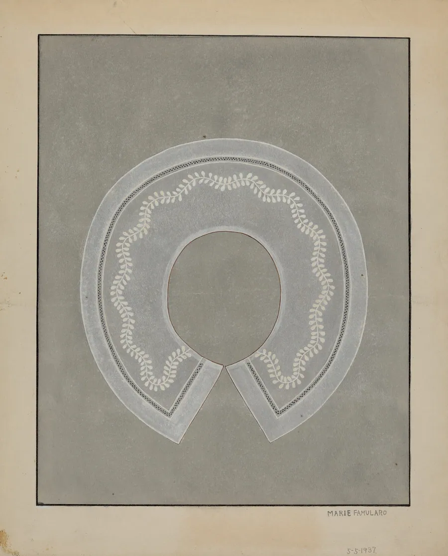 Embroidered Linen Collar by Marie Famularo