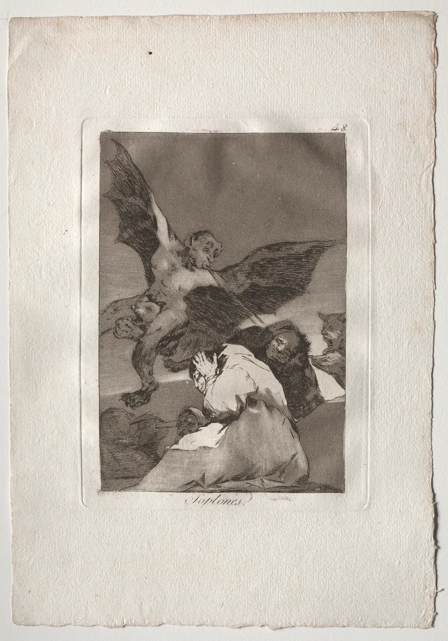 Tale-Bearers - Blasts of Wind, Plate 48 by Francisco de Goya
