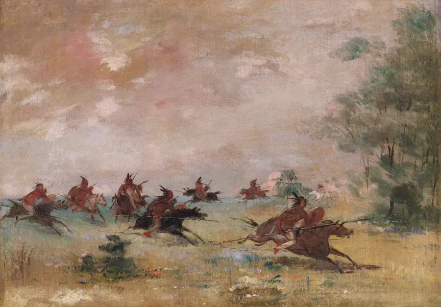 Comanche War Party, Mounted on Wild Horses by George Catlin, born Wilkes-Barre, PA 1796-died Jersey City, NJ 1872