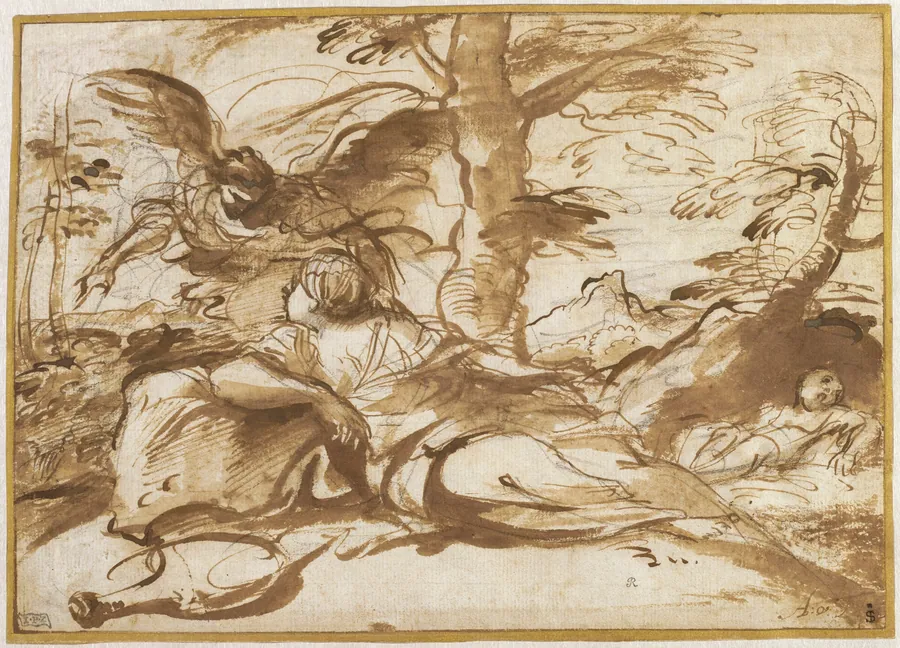 The Angel Appearing to Hagar in the Desert (recto) by Pier Francesco Mola