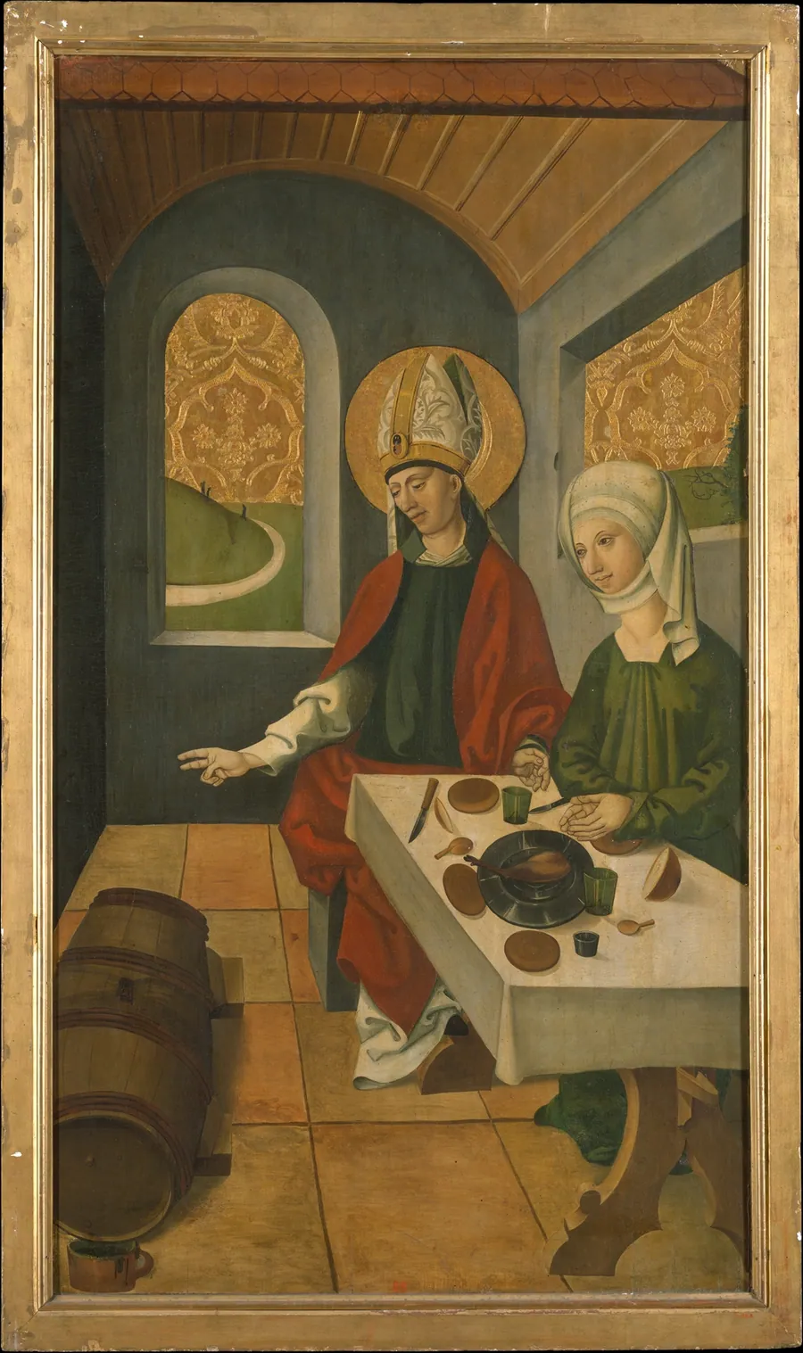 Saint Remigius Replenishing the Barrel of Wine; (interior) Saint Remigius and the Burning Wheat by Swiss Painter