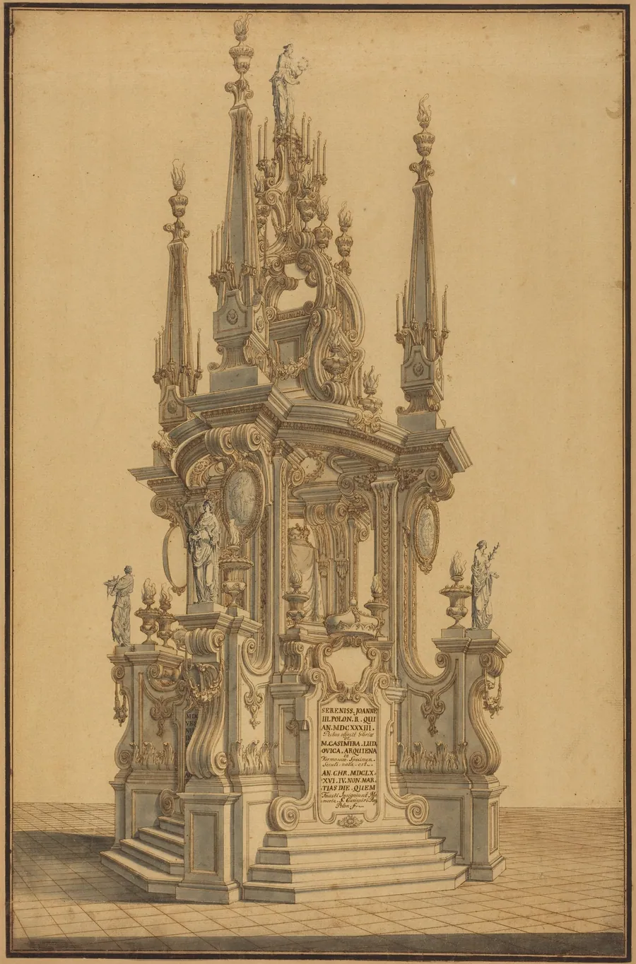 Magnificent Catafalque in Honor of John III, King of Poland by Alessandro Galli Bibiena