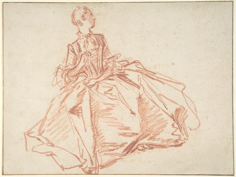 Seated Woman Holding a Fan by François Boucher