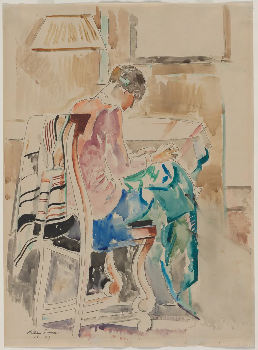 Girl Sewing by William Sommer