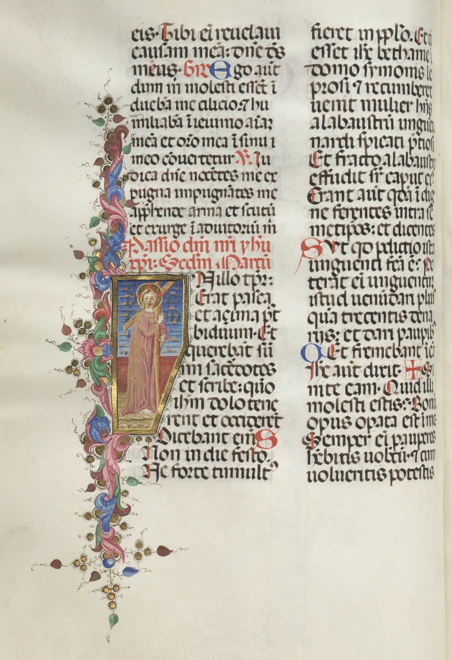 Missale: Fol. 124v: Christ holding the Cross by Giapeco Caporali