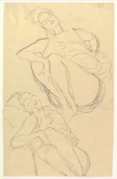 Two Studies for a Crouching Woman