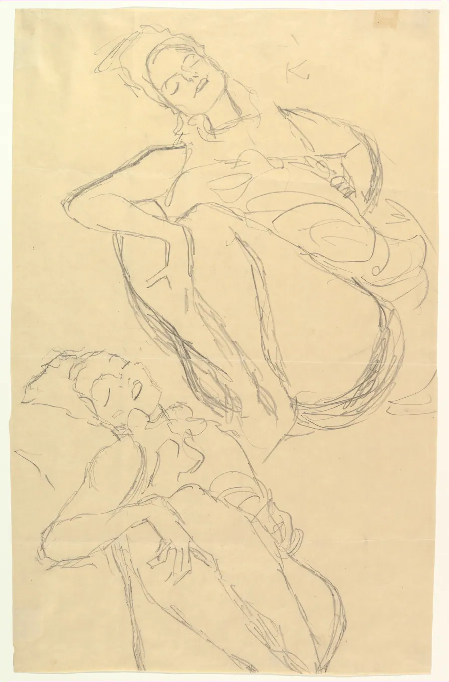 Two Studies for a Crouching Woman by Gustav Klimt