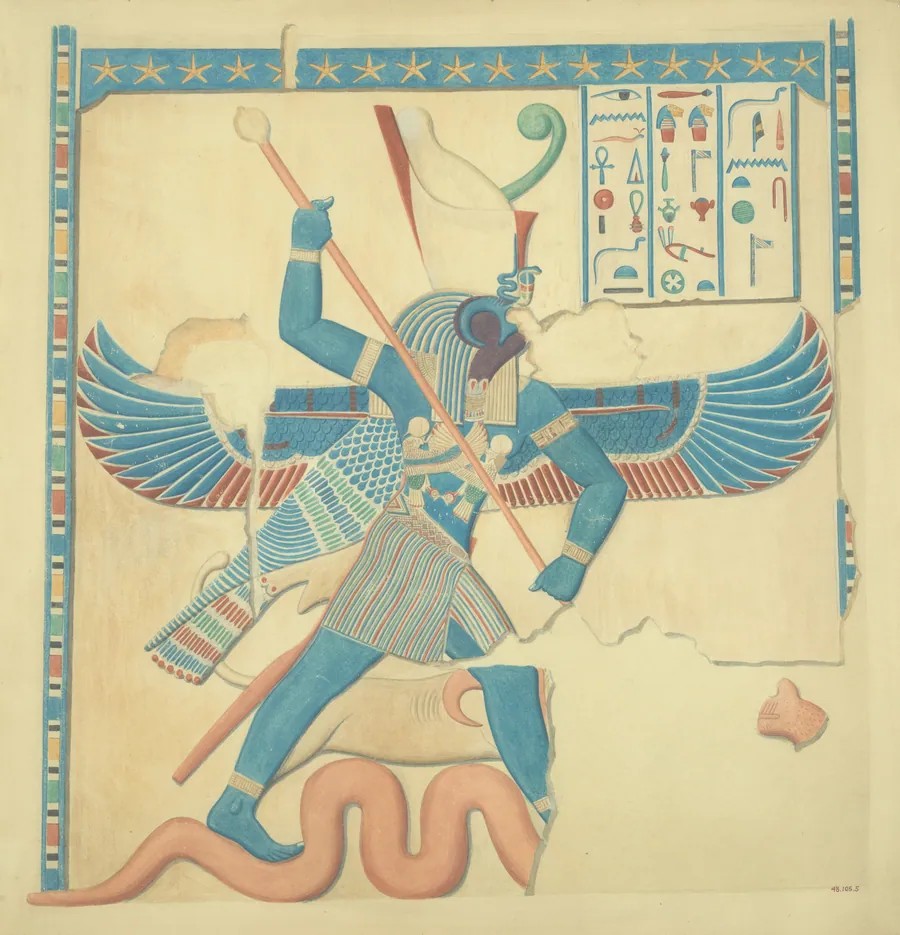 Seth Slaying a Serpent, Temple of Amun at Hibis by Charles K. Wilkinson