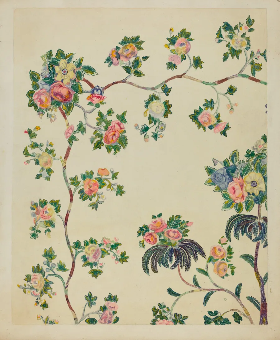 Appliqued Coverlet - Tree Design by Ernest A. Towers, Jr.