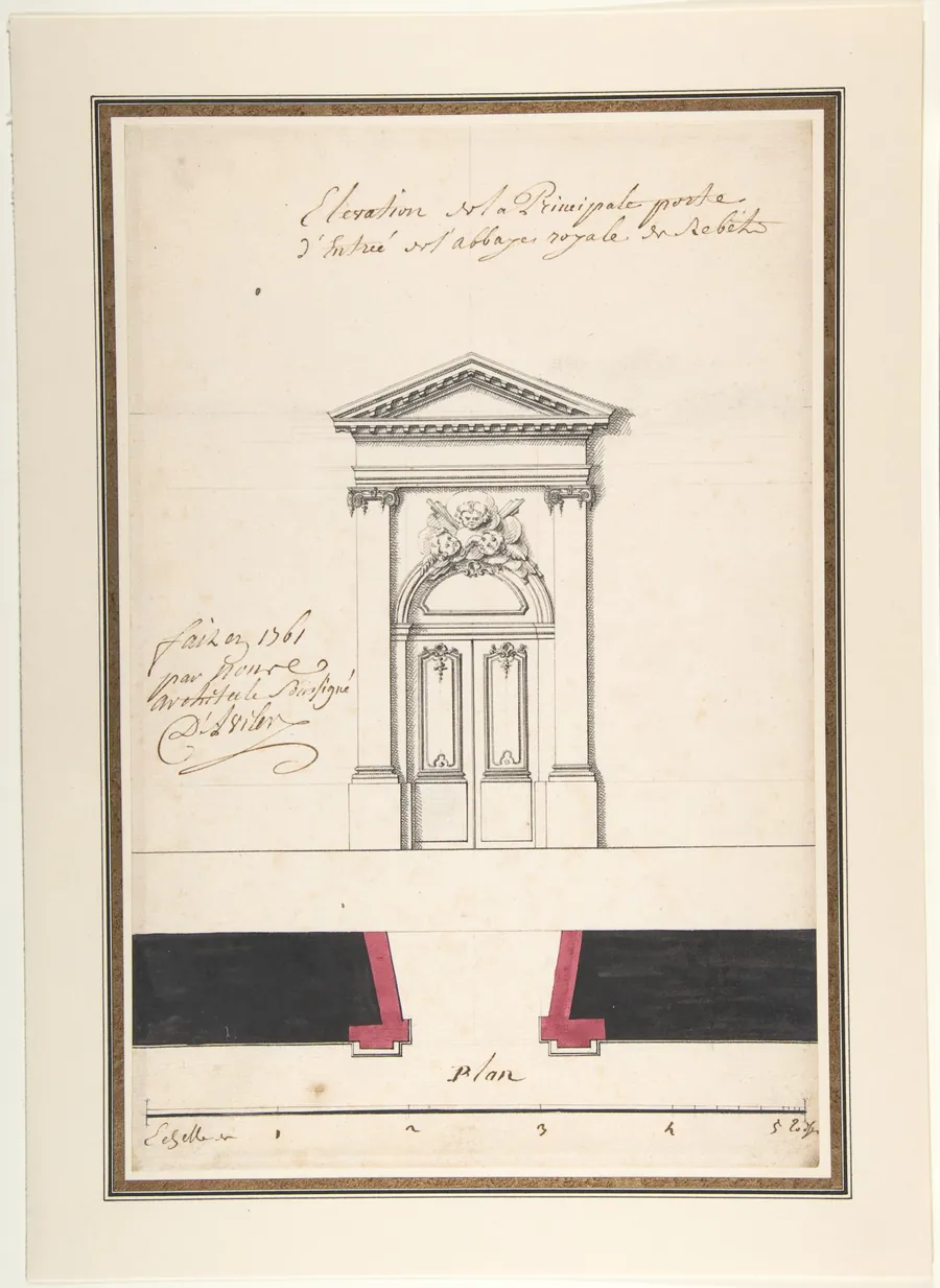 Design for an Elevation of a Gateway, Abbey at Rebais (Seine et Marne) by Claude Louis D'Aviler