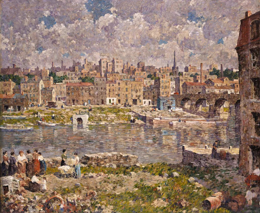 The Other Shore by Robert Spencer, born Harvard, NE 1879-died New Hope, PA 1931
