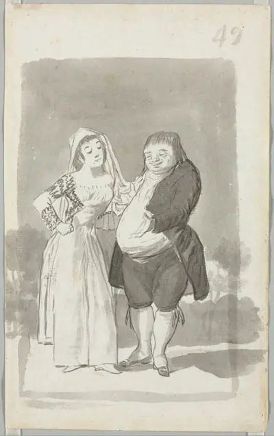 Prostitute Soliciting a Fat, Ugly Man, Folio 49 (recto)