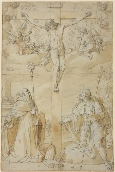 The Crucifixion with Saints Roch and Augustine