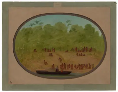 An Omagua Village - Boat Sketch