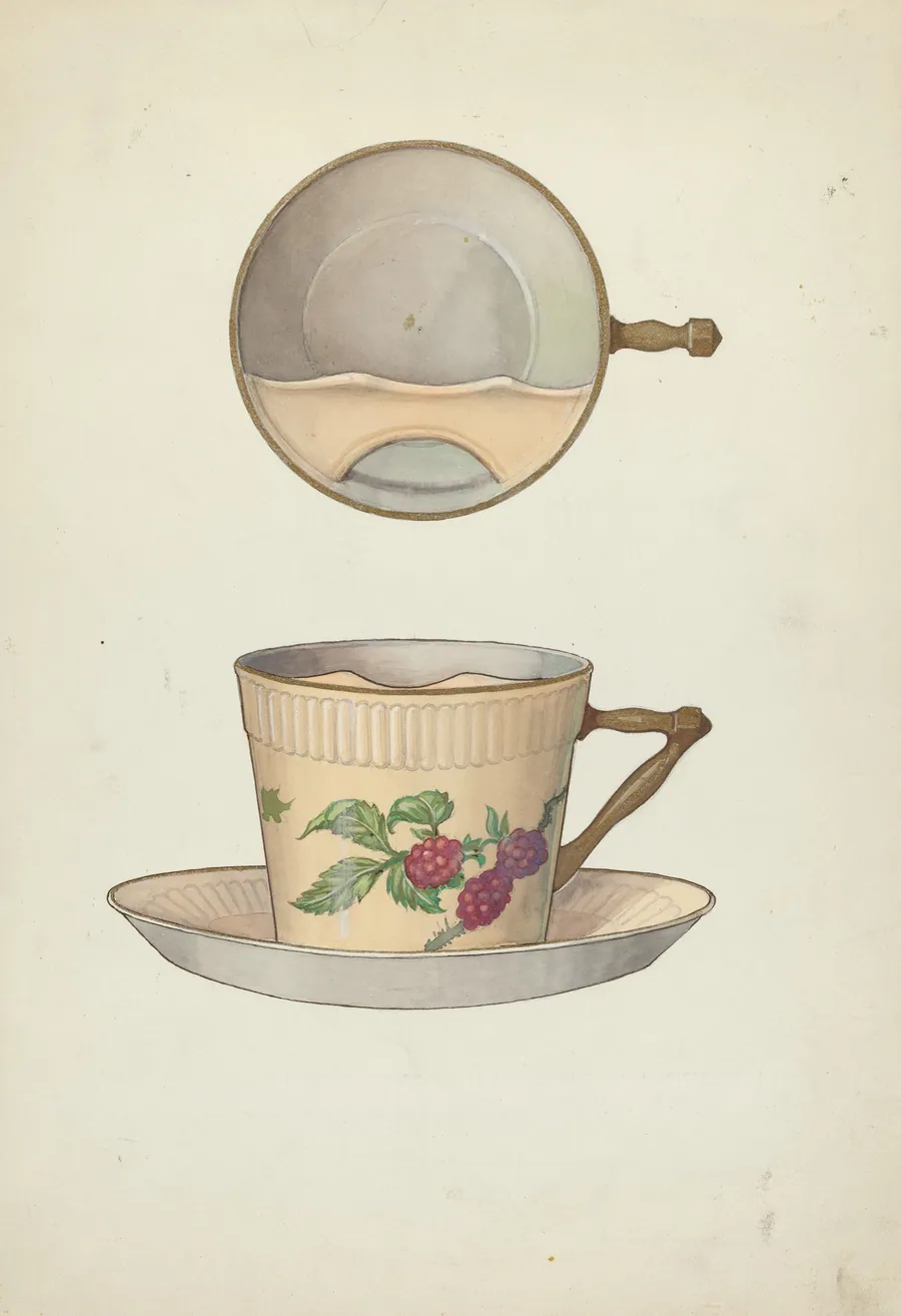 Mustache Cup and Saucer by Dana Bartlett