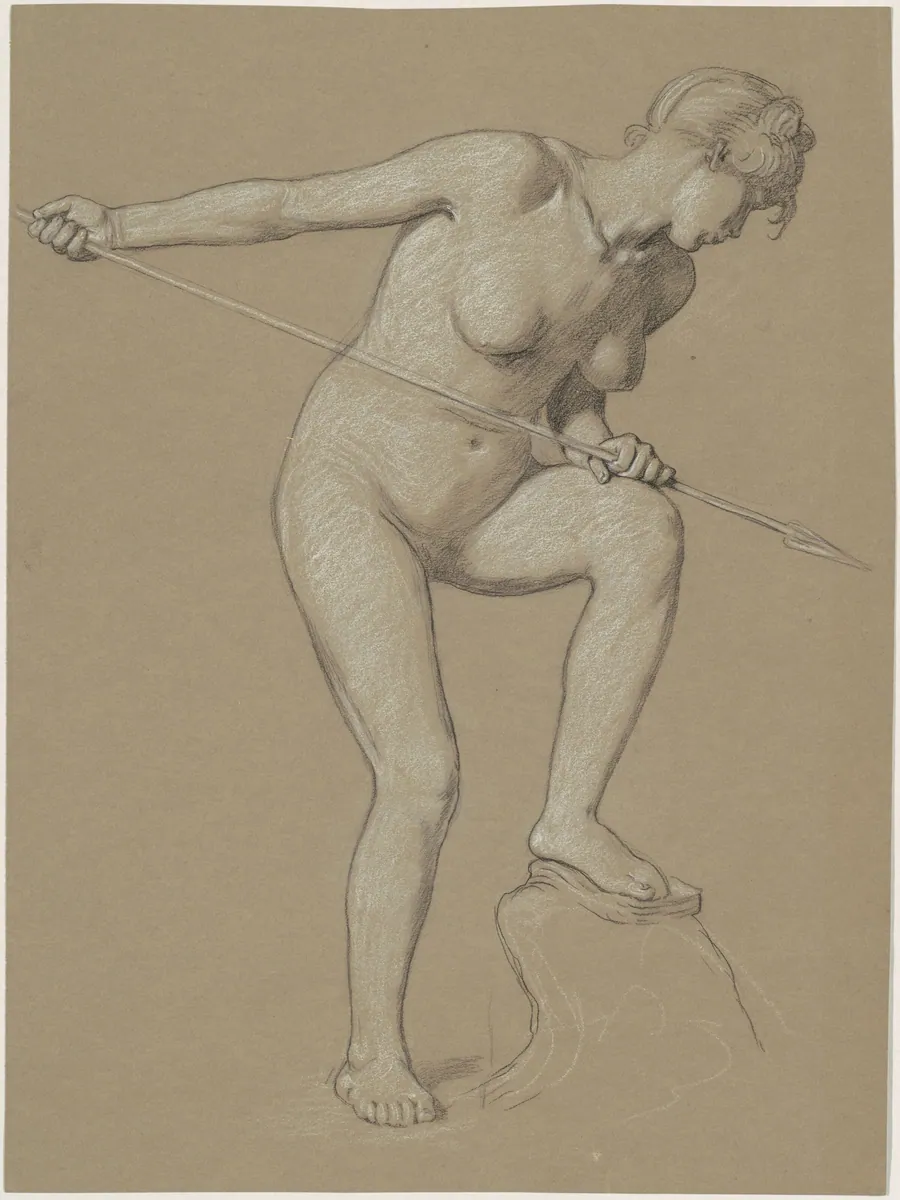 Girl Spearing Dolphin by Elihu Vedder
