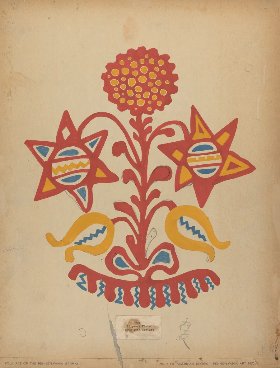 Drawing for Plate 11: From the Portfolio "Folk Art of Rural Pennsylvania" by American 20th Century