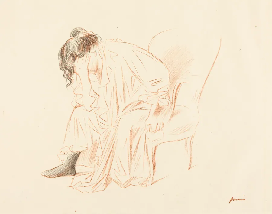 Femme assise, la tête dans la main droite (Seated Woman with Her Head Resting on Her Right Hand) by Jean-Louis Forain