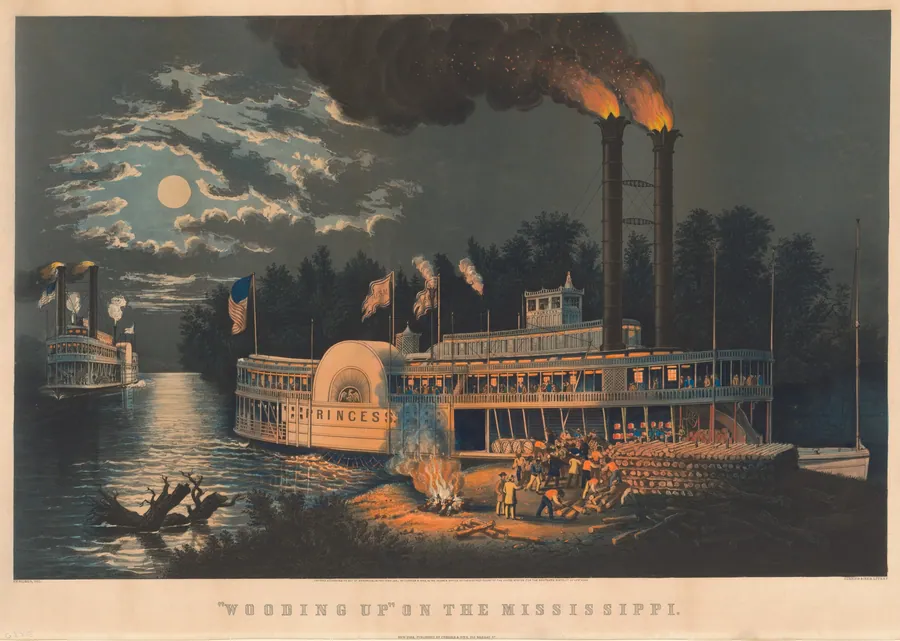 "Wooding Up" on the Mississippi by Frances Flora Bond Palmer