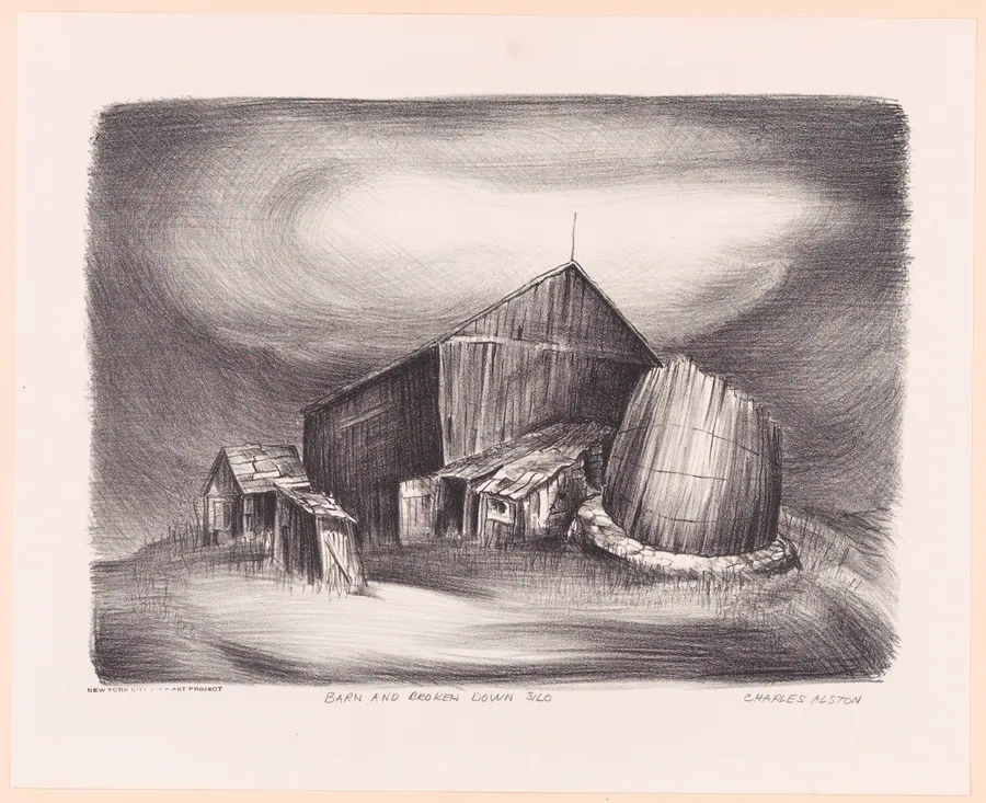 Barn and Broken Down Silo by Charles Henry Alston