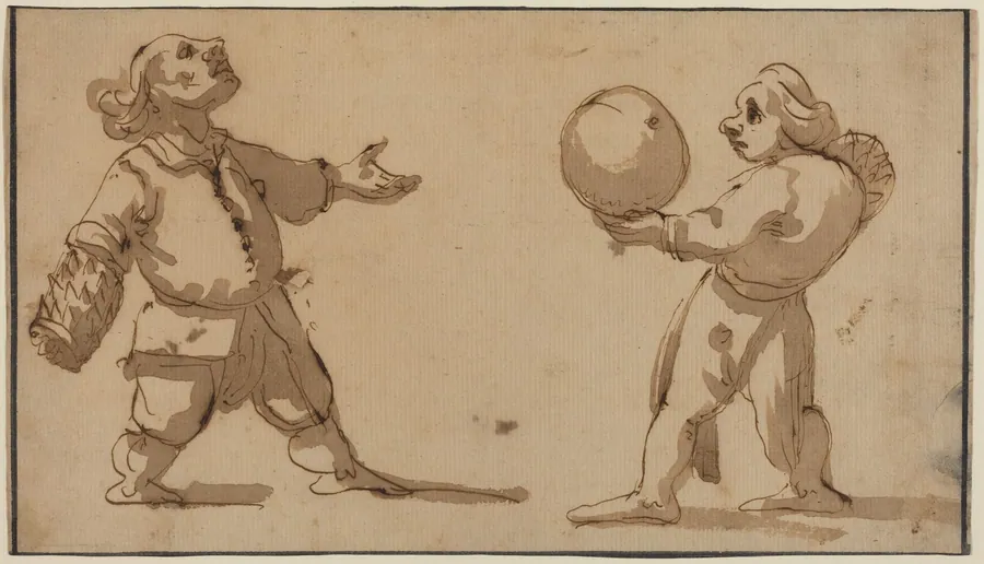 A Caricature with Ball Players by Giuseppe Maria Mitelli