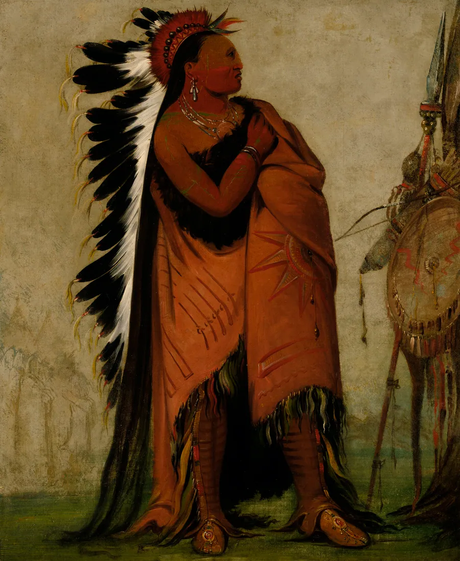 Eé-hee-a-duck-cée-a, He Who Ties His Hair Before by George Catlin, born Wilkes-Barre, PA 1796-died Jersey City, NJ 1872
