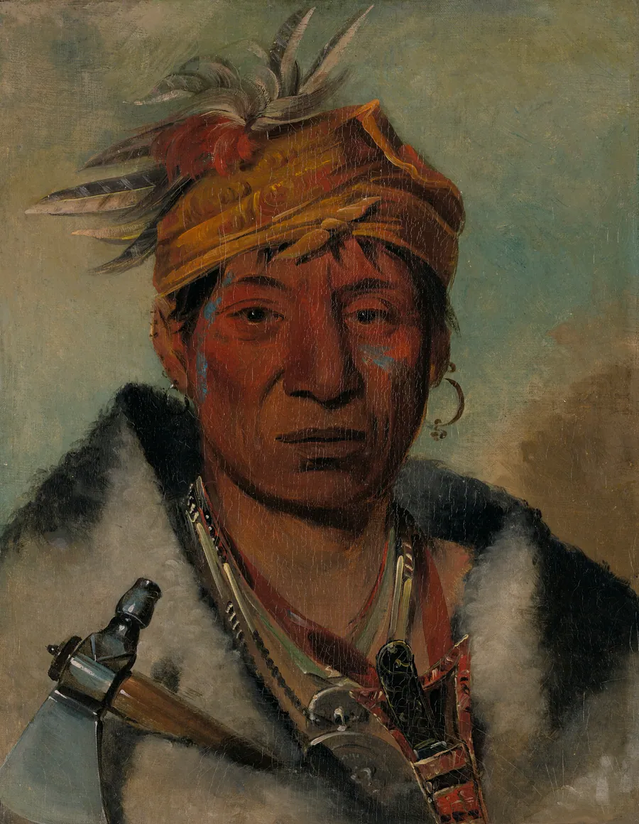 Ah-yaw-ne-tak-oár-ron, a Warrior by George Catlin, born Wilkes-Barre, PA 1796-died Jersey City, NJ 1872