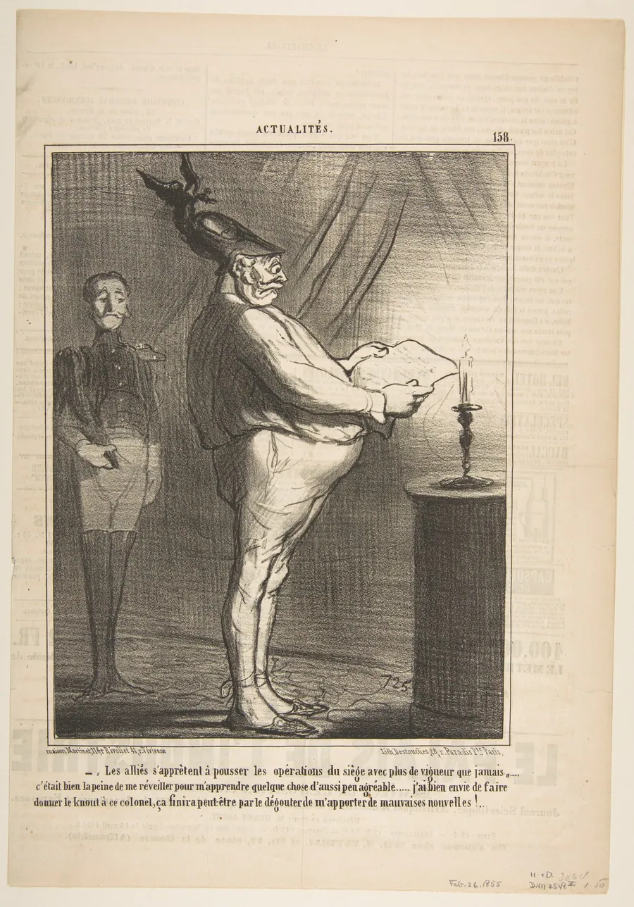 Les allies s'apprètent à pousser les opérations du siège avec plus de vigueur que jamais…, from Actualités, published in Le Charivari, February 26, 1855 by Aaron Martinet