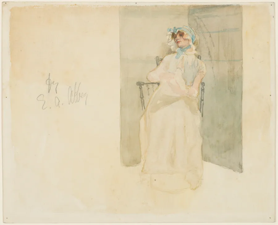 The Hat with the Blue Ribbons by Edwin Austin Abbey