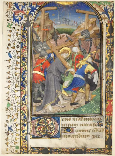 Leaf Excised from the Tarleton Hours: Christ Carrying the Cross