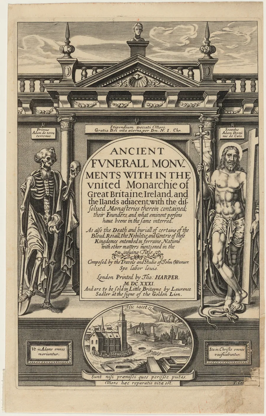 Title Page to John Weever, Ancient Funeral Monuments by Thomas Cecil