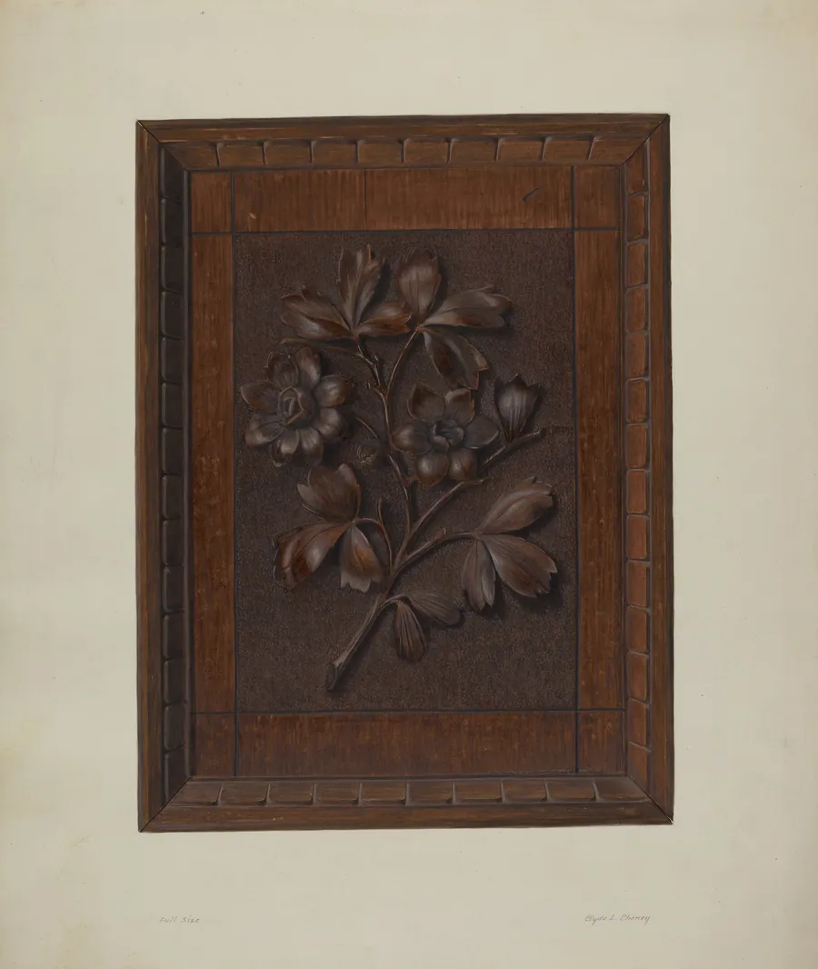 Carved Wood Panel by Clyde L. Cheney