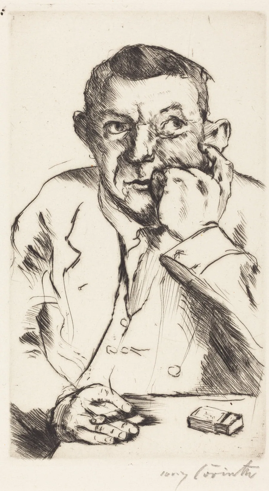 Männliches Bildnis mit Aufgestütztem Arm (Portrait of a Man Smoking) by Lovis Corinth