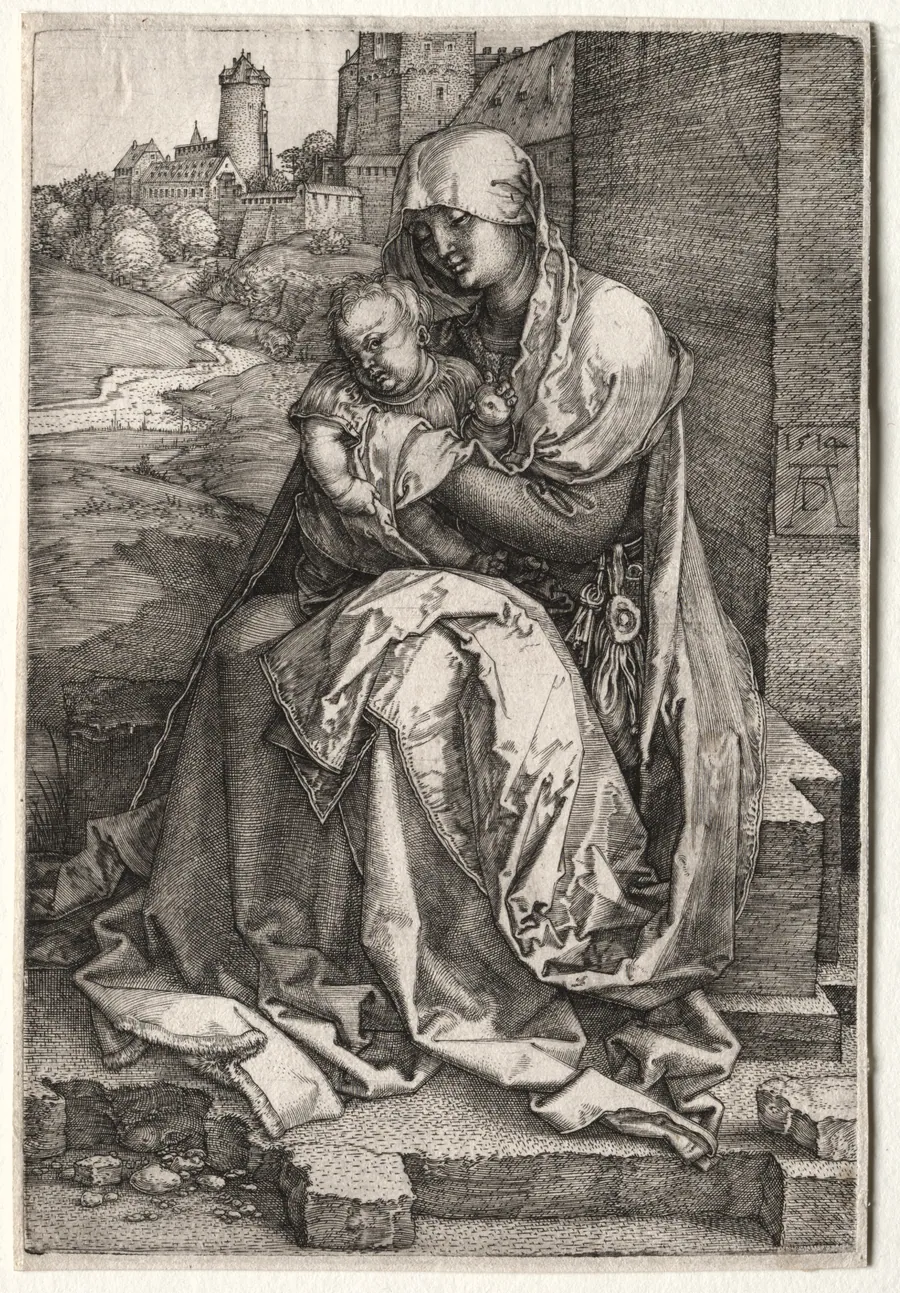 The Virgin and Child Seated by the Wall by Albrecht Dürer