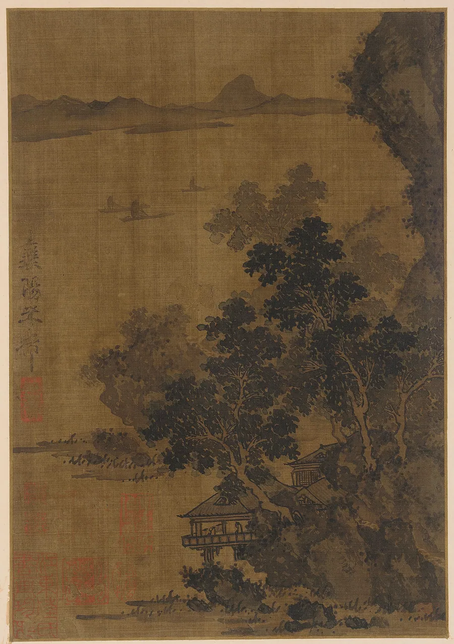 Riverside pavilion by Formerly attributed to Mi Fu (傳)米芾 (1052-1107)