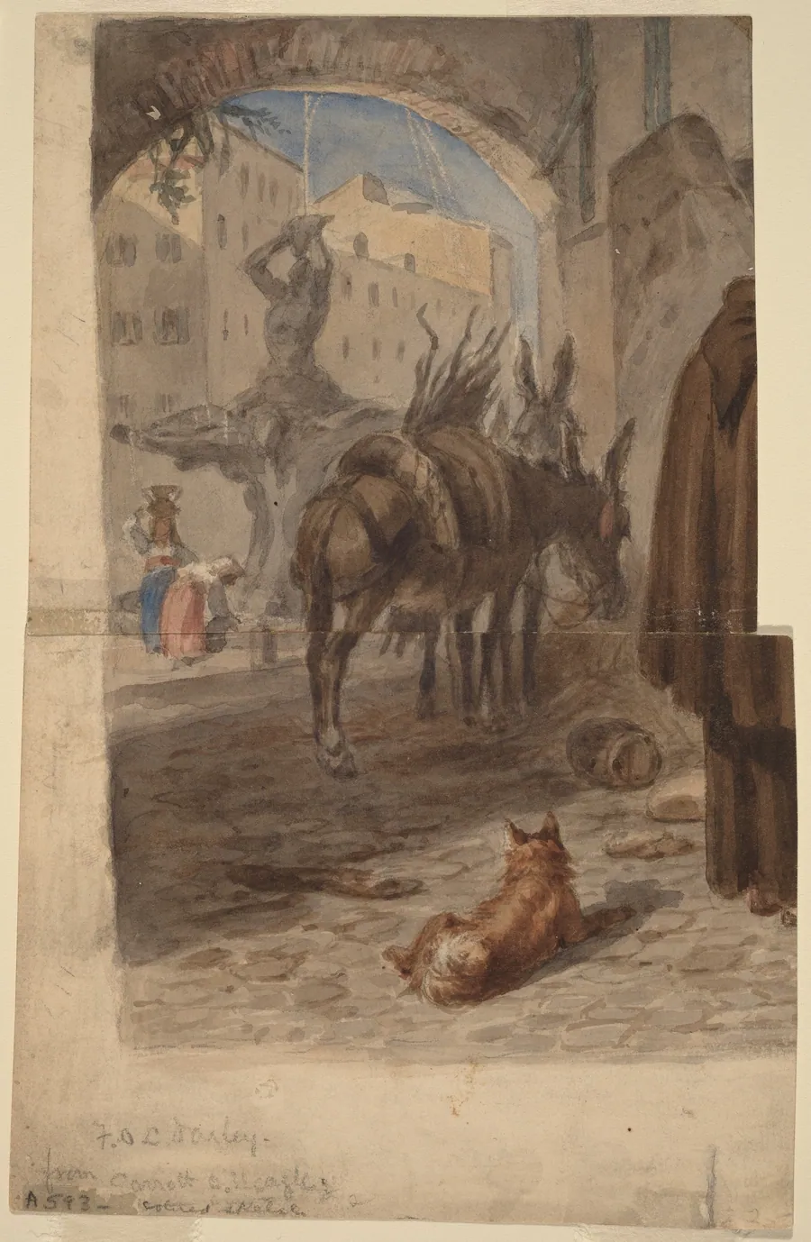 Bernini Fountain, Rome [recto] by Felix Octavius Carr Darley
