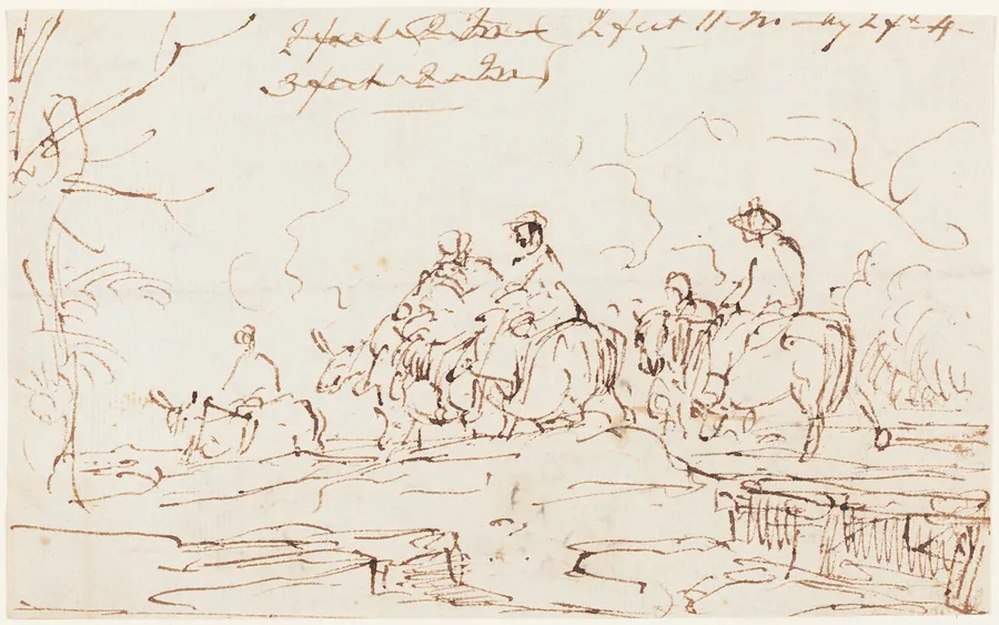 Figures in a Landscape [recto] by Thomas Barker