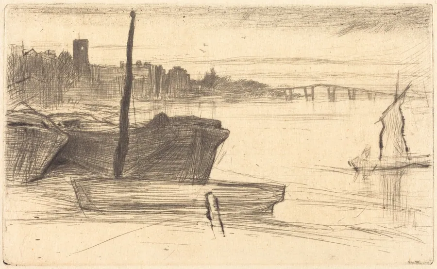 Chelsea Bridge and Church by James McNeill Whistler