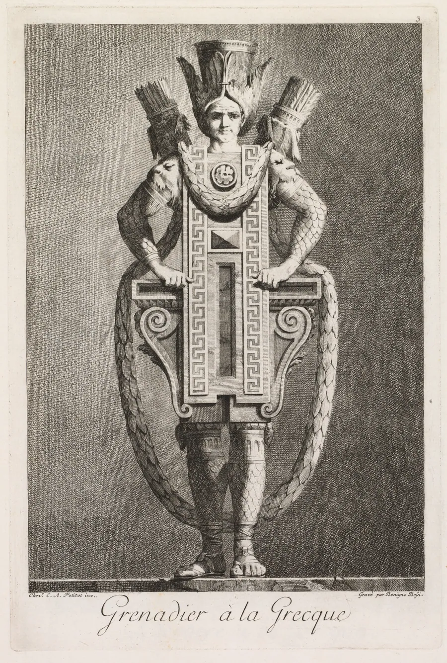 Grenadier in the Greek Style, Plate 3 by Benigno Bossi