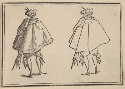 Gentleman in Large Mantle, Seen from Behind