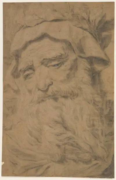 Head of a Bearded Old Man Wearing a Laurel Crown