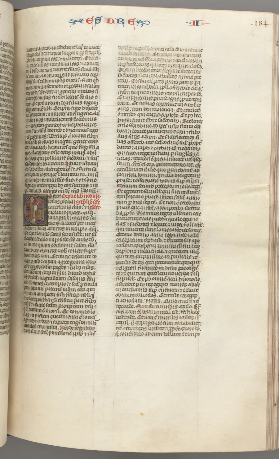 Fol. 184r, Ezra II, historiated initial E, a priest censing an altar