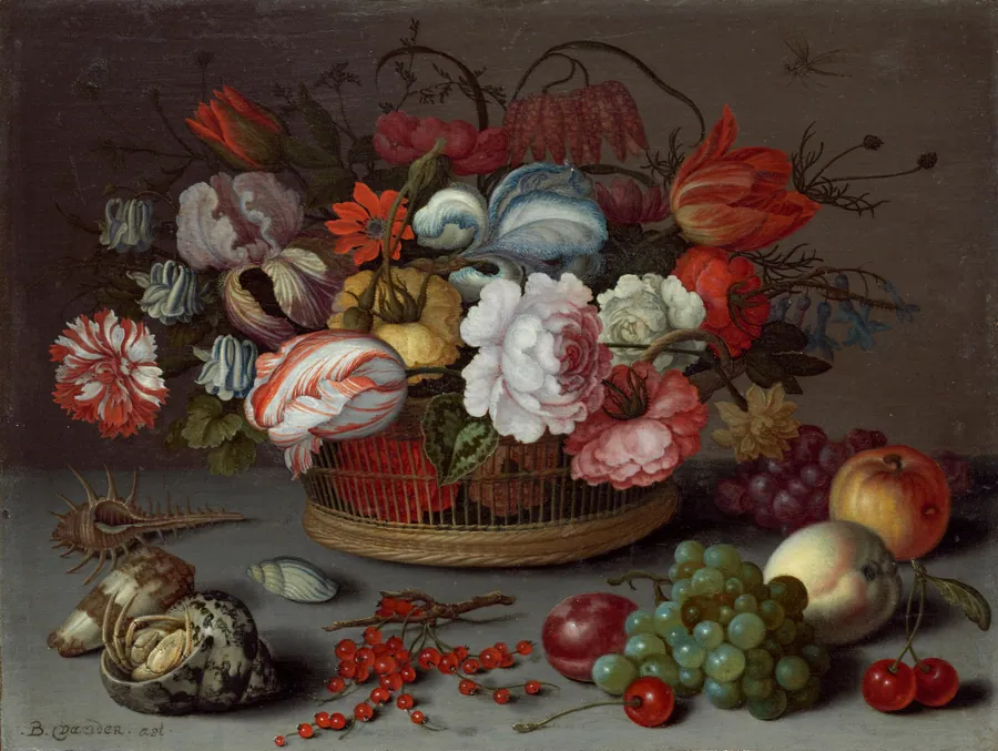 Basket of Flowers by Balthasar van der Ast