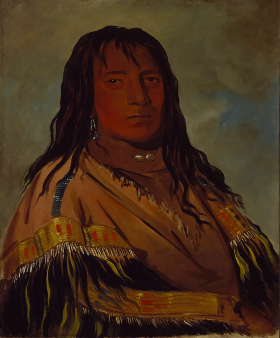 Chá-tee-wah-née-che, No Heart, Chief of the Wah-ne-watch-to-nee-nah Band by George Catlin, born Wilkes-Barre, PA 1796-died Jersey City, NJ 1872