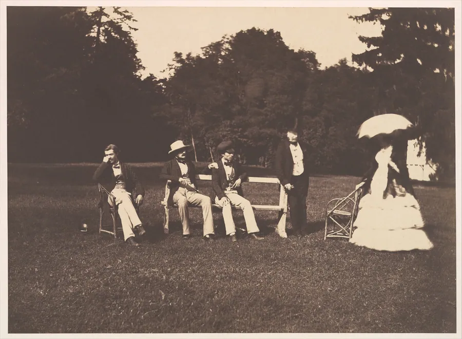 Groupe dans le parc du château de La Faloise by Edouard Baldus