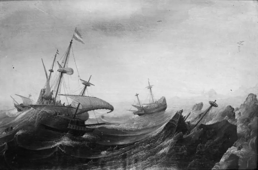 Skibbrud i stormvejr by Cornelis Claesz van Wieringen
