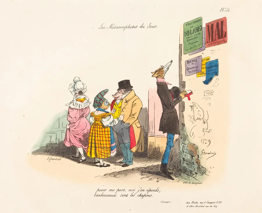 Metamorphoses of the Day: Regrets, or Never till the Next Time by Jean-Ignace-Isidore Grandville