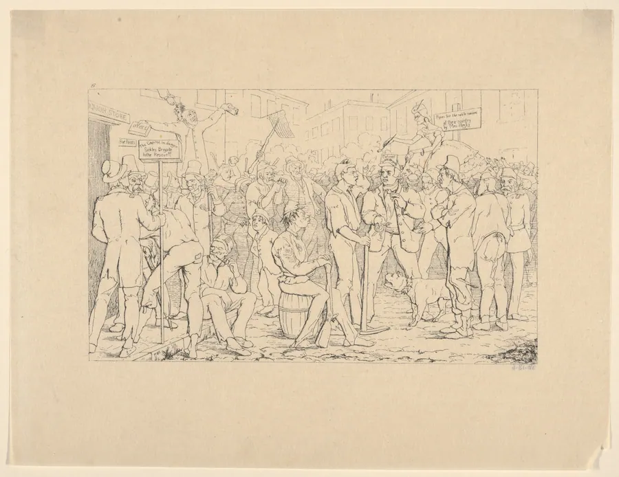 Enlistment of Sickles' Brigade, New York (from Confederate War Etchings) by Adalbert John Volck