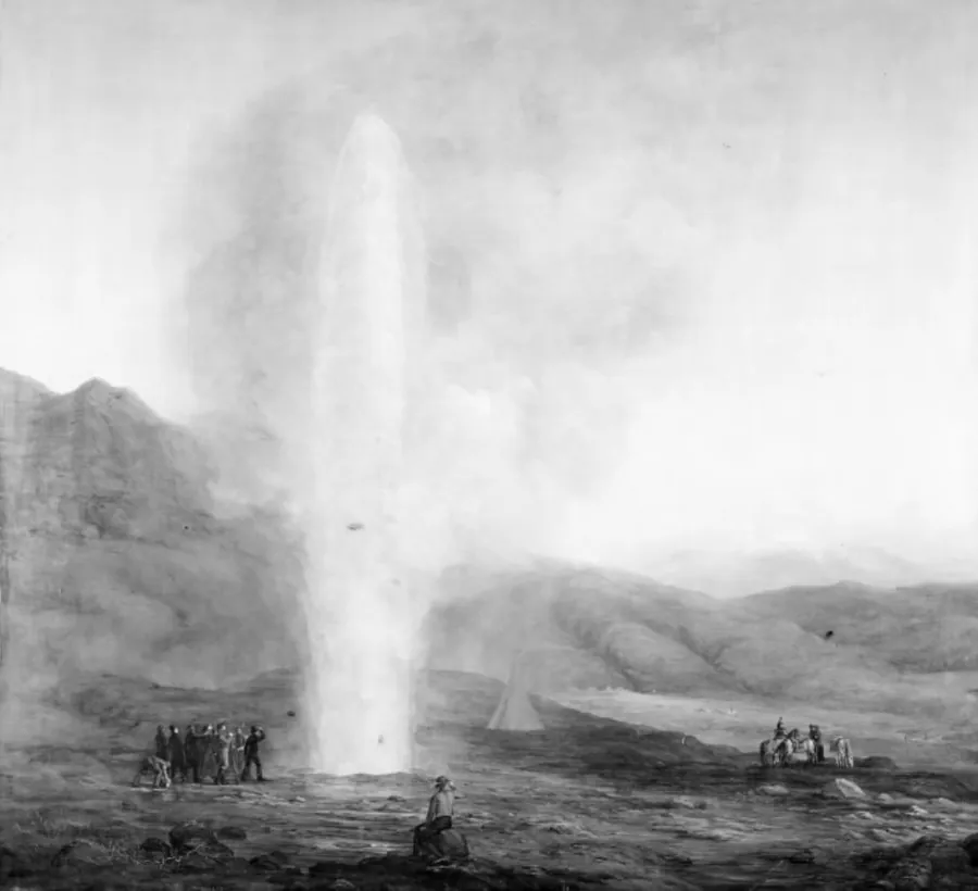 Lille Geysir på Island by Friedrich Theodore Kloss
