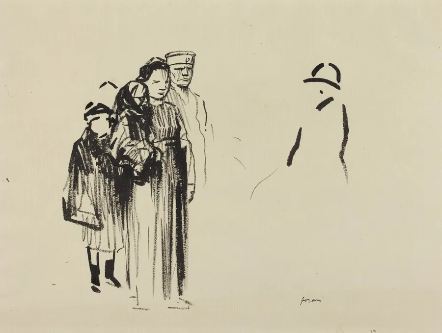 Woman and Two Children with German Soldiers by Jean-Louis Forain